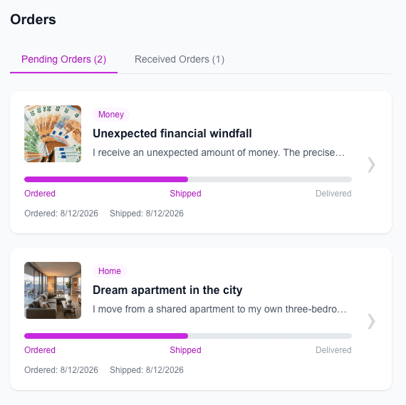 Your orders in the manifestore